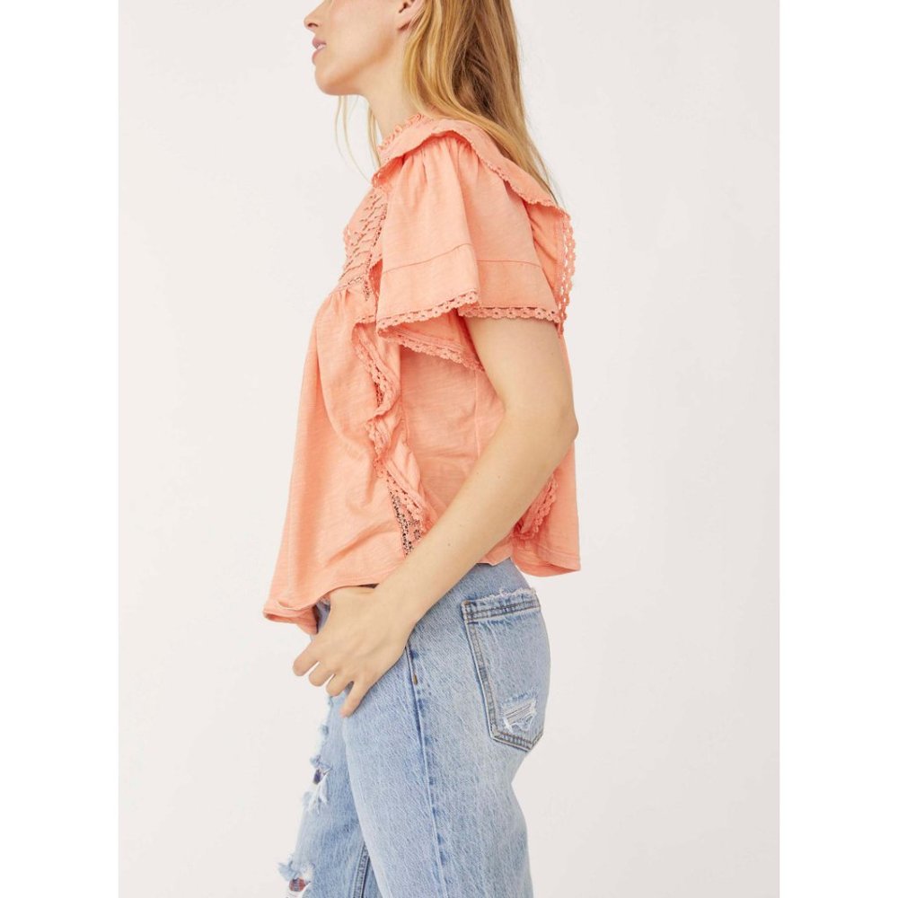 đLAST CHANCEđ NWT Free People Le Femme Tee / Winter Coral - Picture 3 of 7